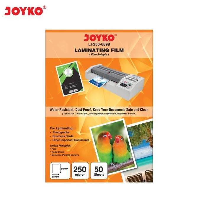 Laminating Film Plastik Laminating Joyko Lf250-6898 Ktp 50 Sheets