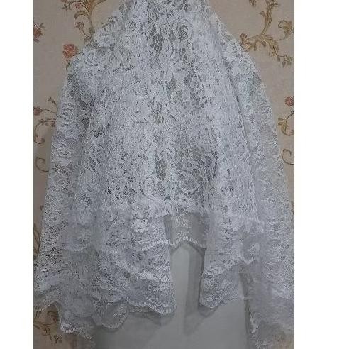 White Laces Veil Kerudung Brokat Dengan Renda Slayer Pengantin Brukat