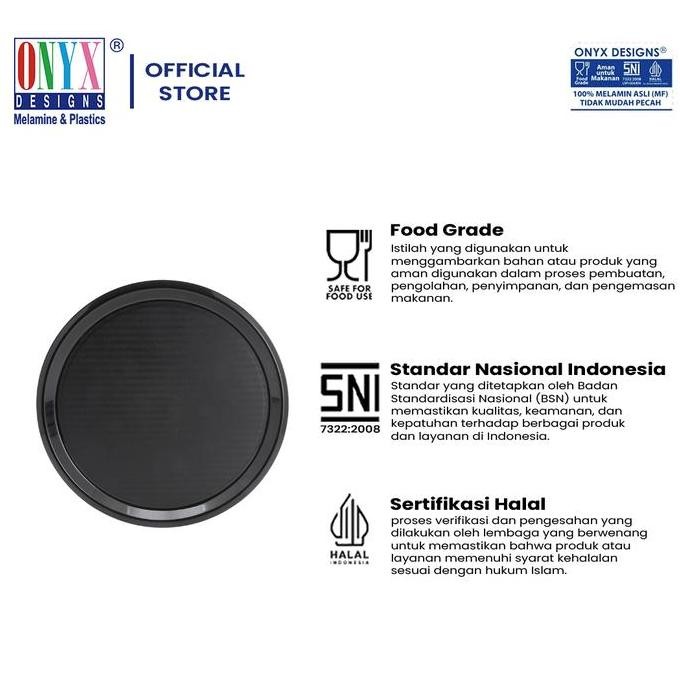 (Good) Onyx, Nampan Baki Bulat Besar Merona 18 inch: Plastik, Aman untuk Makanan, Halal, F-3006 Polo
