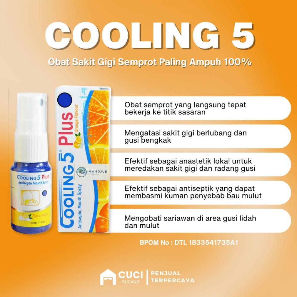 Obat Sakit Gigi Semprot Cooling 5 Plus Berlubang Paling Ampuh Sariawan Di Bibir Ngilu Nyeri Gusi Ben