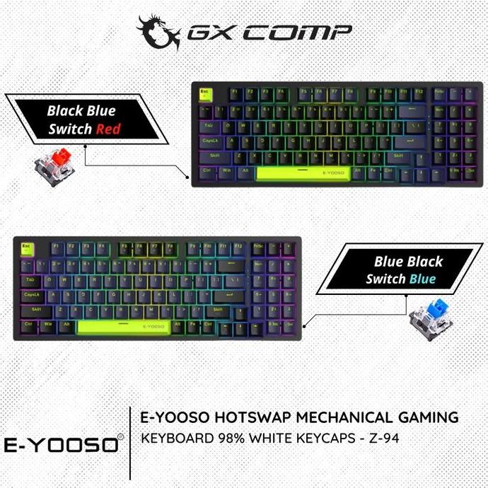 E-Yooso Z94 Blue Black 98% Hotswap Mechanical Gaming Keyboard