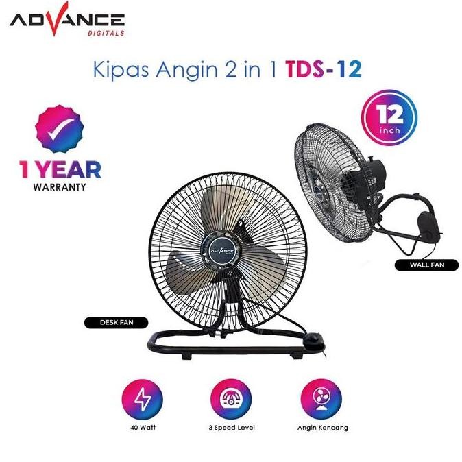 Promo Kipas Angin Advance TDS-12 2in1 Kipas Dinding / Meja Kipas Angin 12 inch COD