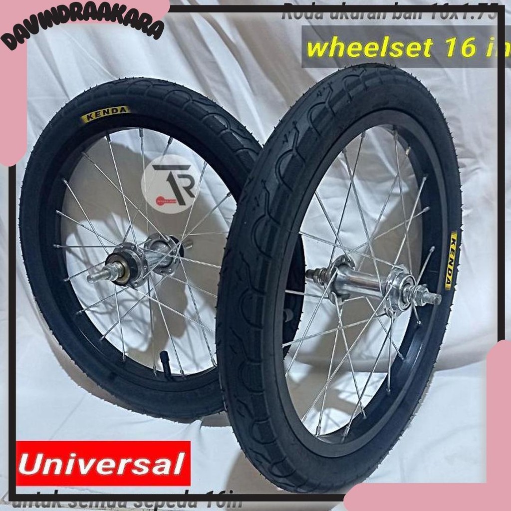 HIGH QUALITY Roda sepeda 16 lengkap sudah di pasang ban 16x1.75 kenda / wheelset sepeda 16 x 1.75 KE