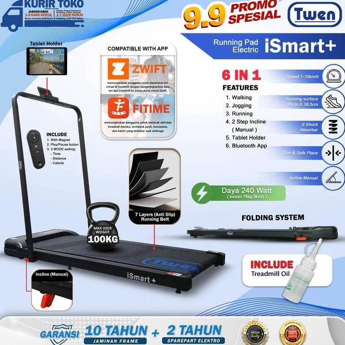 TWEN ISmart ISmart+ Treadmil Listrik Treadmil Portable Treadmil Walking Pad Treadmil Running Pad Tre