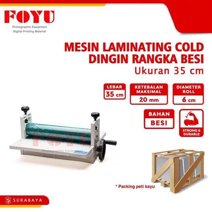 Mesin Laminating Cold Dingin Rangka Besi Lebar 35 cm Roll