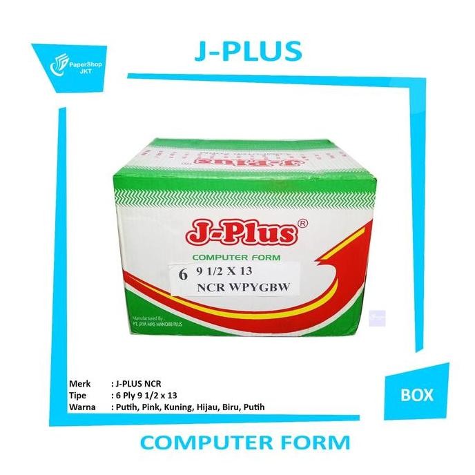 TERMURAH - J-PLUS - Continous Form 9 1/2 x 13 6 Ply (K6) NCR Kertas Komputer -Box