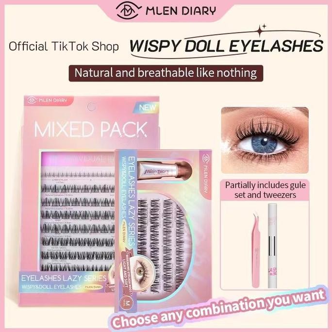 NEW - MLEN DIARY Bulumata M Style Individual Segmented Wispy Cluster Terlaris-C Curl dengan panjang 