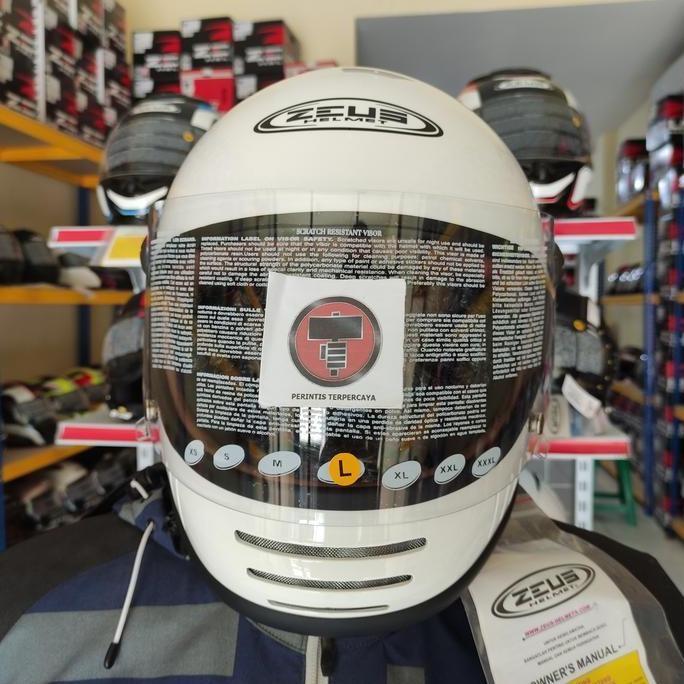Zeus Zs816E Zs 816 Helm Full Face Vintage White Cakil