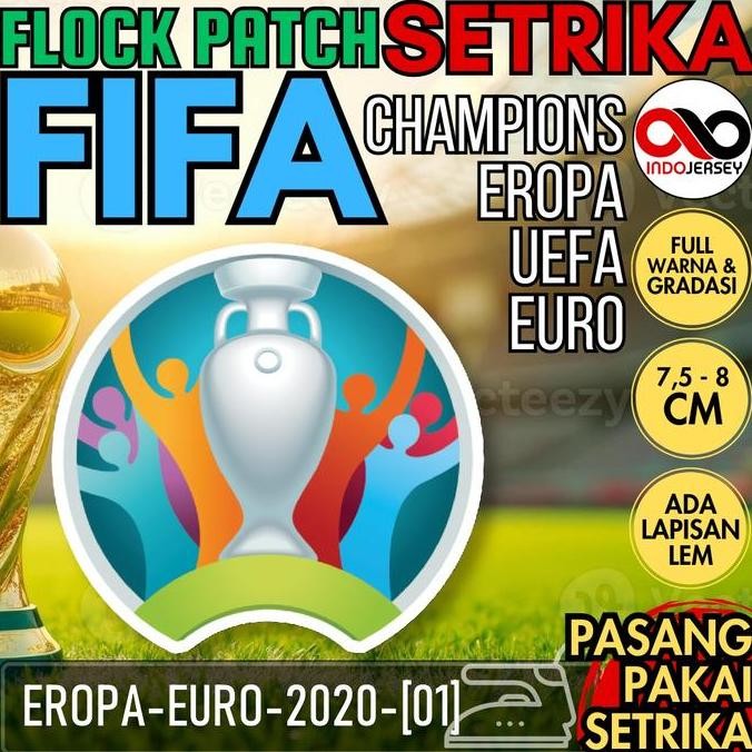 *****] Patch Badge Flock Semi Woven Setrika iron-on Jersey Sepak Bola FIFA PIALA EROPA EURO 2020
