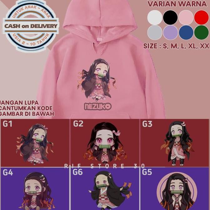 Jaket Hoodie Nezuko Demon Slayer Anak Perempuan/Sweater Nezuko Anak
