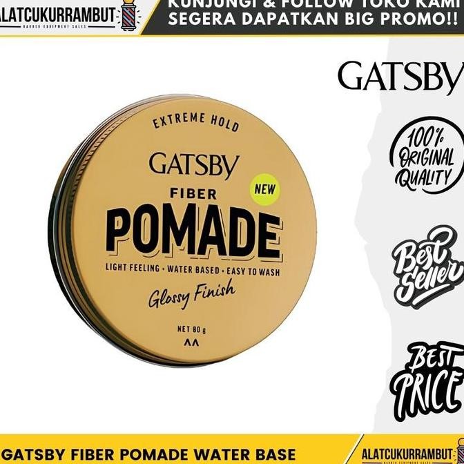 GATSBY Fiber Pomade Water Base Extreme Hold Pomade Minyak Rambut Pria 80 gram