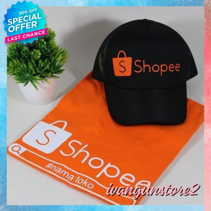 KAOS + TOPI TSHIRT BAJU OBRAL MURAH COMBED 30S DISTRO SHOPE NAMA TOKO ANDA KAMU BEBAS APA AJA BISA S