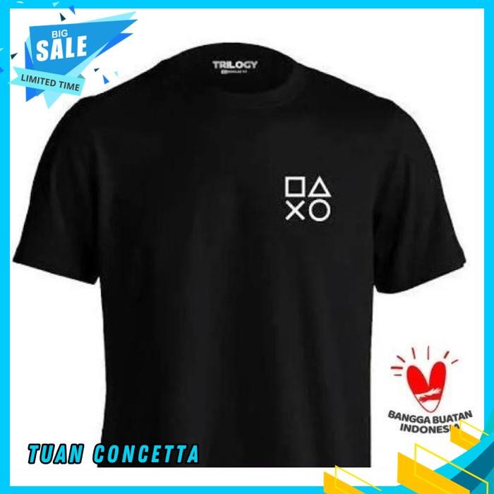 KAOS TSHIRT BAJU OBRAL MURAH COMBED 30S DISTRO LOGO KECIL STICK PS STIK PLAYSTATION JOYSTICK JOY JOY