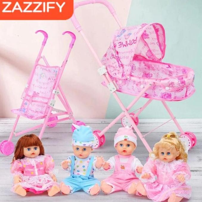 BEBAS ONGKIR - Mainan Kereta Dorong Boneka Stroller Bayi Mainan Anak Mainan Perempuan Troli Anak Ker