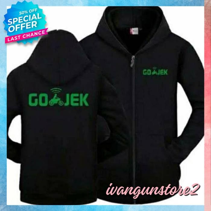 JAKET HOODIE RESLETING SLETING ZIPPER ZIPER DISTRO GOJEK DRIVER OJOL POLOS CUSTOM INDONESIA PRIA WAN