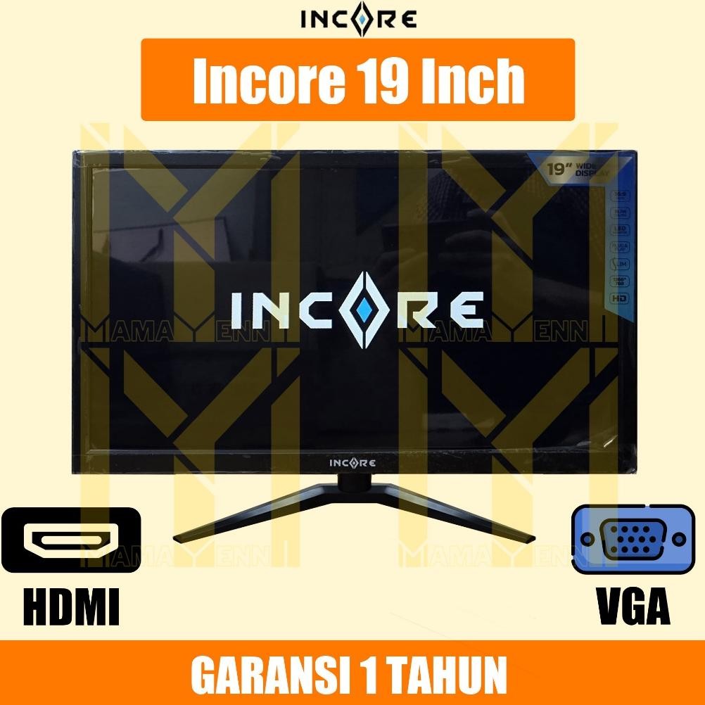 NEW Monitor LED Incore 19" / 19 Inch HDMI & VGA / Layar Monitor PC / Komputer / CCTV