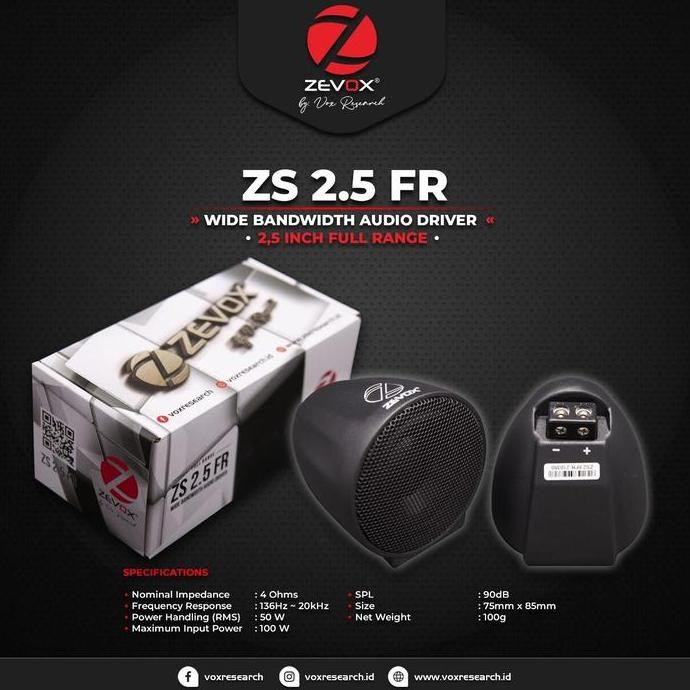 Speaker Fullrange Full Range Zevox ZS 2.5 FR by Vox Research Original