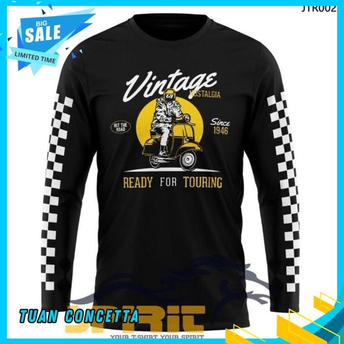 KAOS TSHIRT BAJU MURAH COMBED 30 DISTRO VESPA TOURING LENGAN PANJANG MOTOR OTOMOTIF SCOOTER POLOS CU