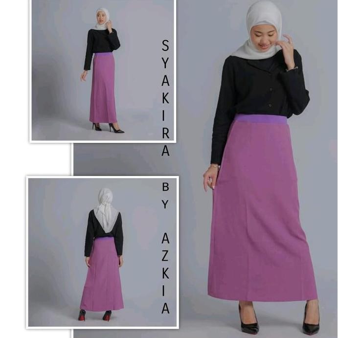 Rok kerja casual trendy wanita A line panjang terbaru modern kekinian pinggang full karet elastis po