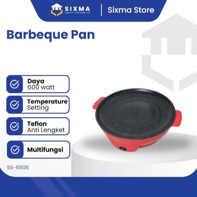 Grill Pan BBQ Listrik Anti Lengket Multifungsi Low Watt Sixma SS-6506 HJ