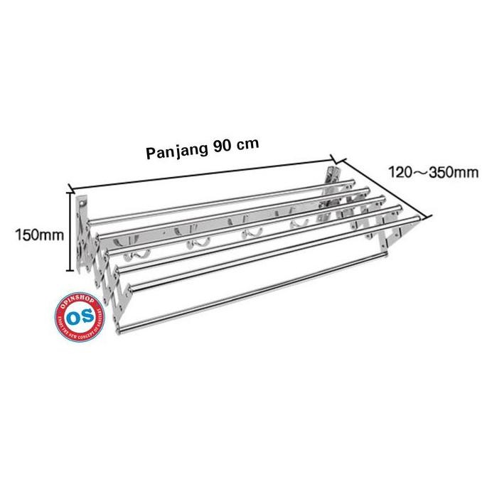 Rak Handuk Lipat /Gantungan Jemuran Lipat 5 Baris Os-70900 A ( 90 Cm )
