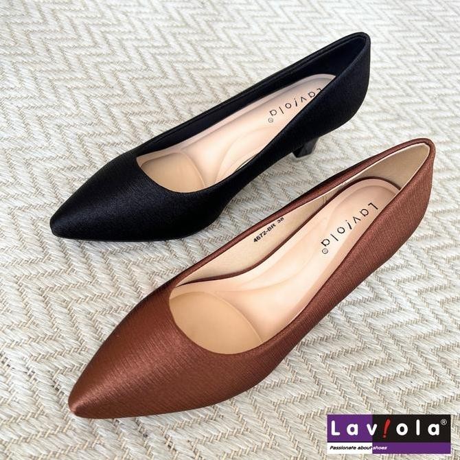 Laviola 4672 Ffs - Sepatu Pantofel Kerja Wanita Hak 6 Cm Black Dan Brown Heels Shoes