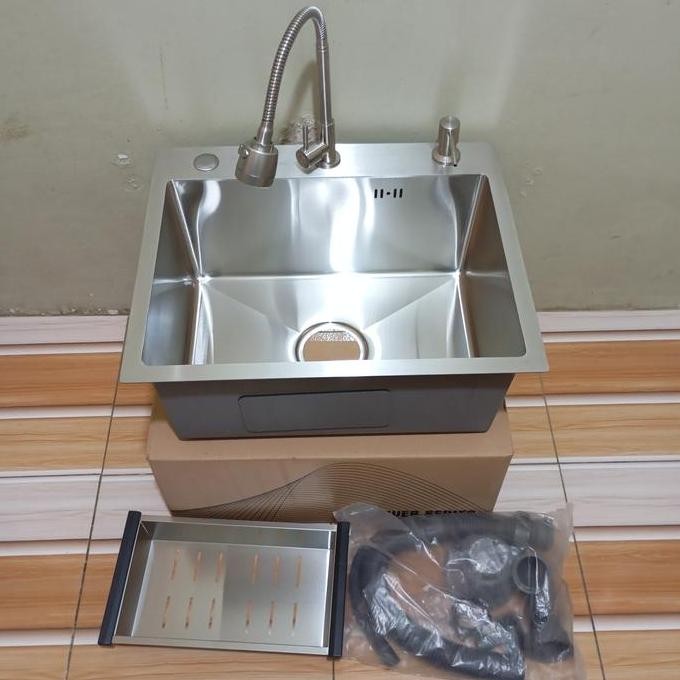 komplit kitchen sink 52x43/bak cuci piring 52x43/wastafel polos 52x43