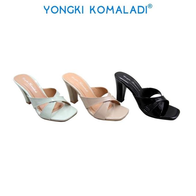 [ Original ] Yongki Komaladi Heels Ol-Ehrn798-23 Ladies Hitam Merah Sandal Flat Wanita