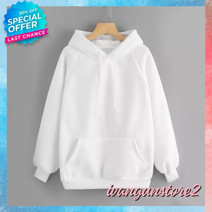 BAHAN BERKUALITAS TINGGI JAKET HOODIE JUMPER SWEATER DISTRO BABY BLUE BIRU MUDA SOFT SABLON BORDIR L