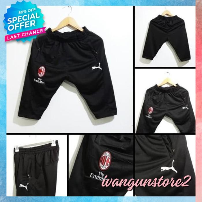 CELANA JOGGER PANTS 3/4 JOGER TRAINING PENDEK SWEATPANTS 7/8 AC MILAN POLOS CUSTOM INDONESIA PRIA WA