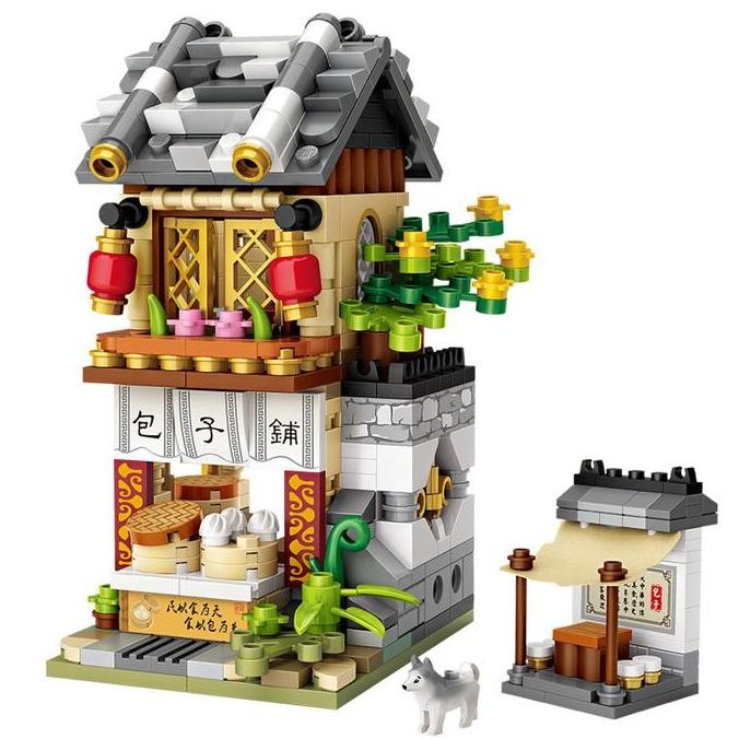 LOZ Ancient Street ( STEAMED BUN ) 1722 VOL1 Mini Building Block Brick RIY
