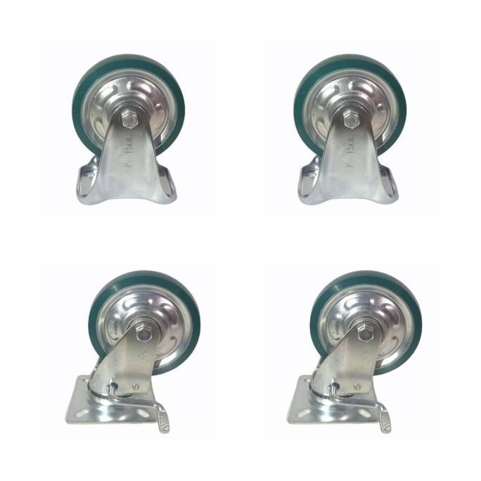 $+$+$+$+] Roda Troli 5 Inch PU Merk HITO 1 Set (2 Mati 2 Rem Hidup)