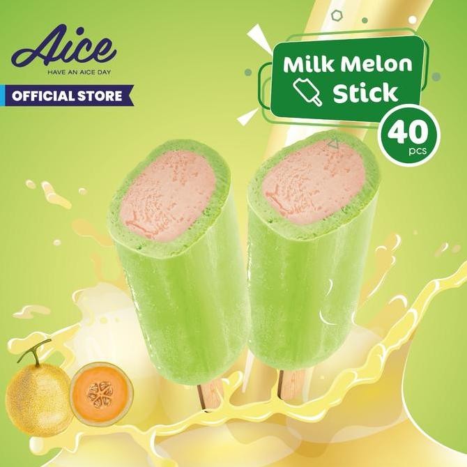 Promo Aice Milk Melon Stick Ice Cream Eskrim 1 karton = isi 40 Pcs Es krim COD