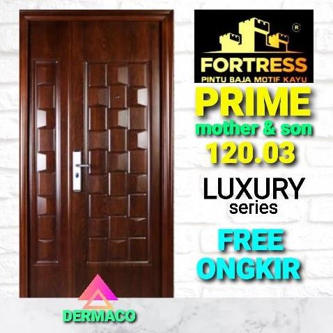Terbaik Fortress Prime 120.03 Motif Kayu / Pintu Utama / Pintu Baja Fortress 100% Ori