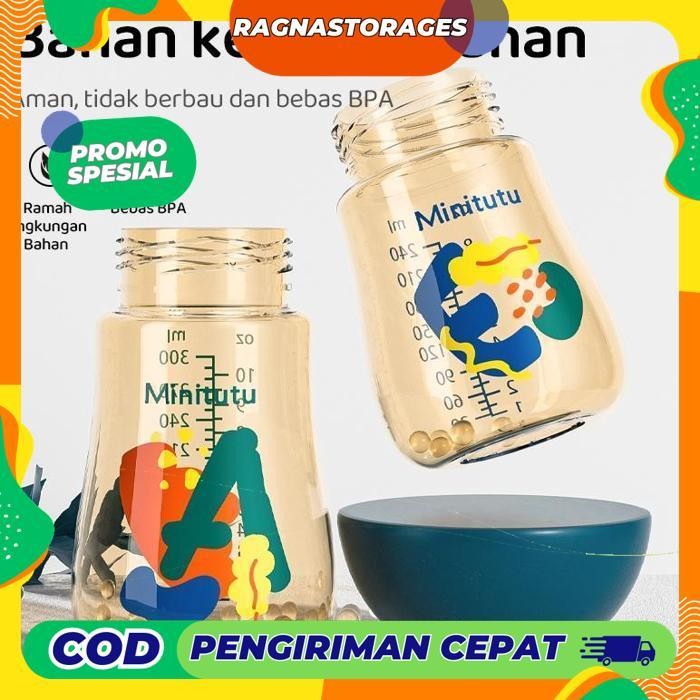 By05 AZQ-16 hg-24 Minitutu 300ML Botol Susu Untuk Bayi PP  Bulan  Dengan Sedotan dan Sippy BPA Free 