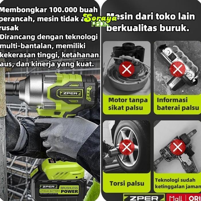 asd-86 fx-76 Or42 ZPER Cordless Impact Wrench Brushless impact baterai wrench Mobil Mesin Bor Untuk 