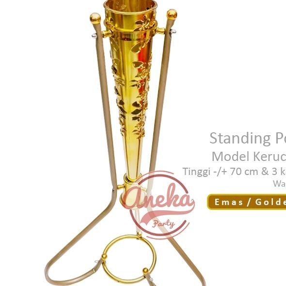 Standing Pot Besi Kerucut Pot Bunga Sudut Vas Bunga Corong Gold Vas Dekorasi