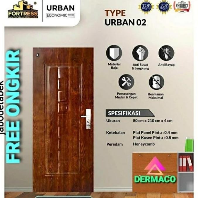 PINTU BAJA FORTRESS URBAN 80.02 / PINTU BAJA MOTIF KAYU / PINTU RUMAH