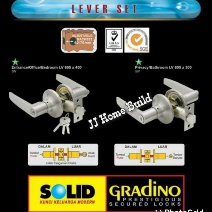 Lever Set SOLID LV 605 x 300 SN / Kunci Pintu Solid / Gagang Pintu