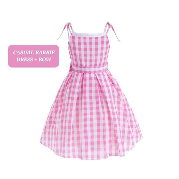 Ready  BAJUKIDDIE CASUAL BARBIE DRESS KOSTUM PINK FASHION PRINCESS PINK Costume Aksesoris