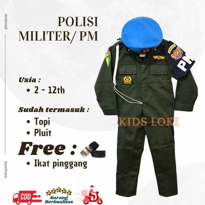 Ready  seragam polisi militer anak baju PM anak pakaian tentara anak baju profesi polisi militer ana