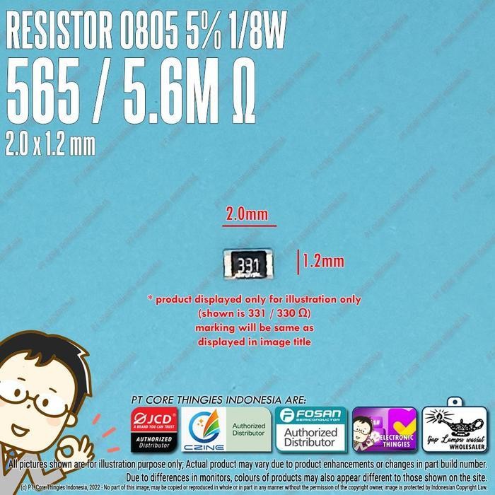Resistor 0805 5% 565 / 5.6M Ohm Smd 2012 5M6 Terbaru Best Quality 100% Original