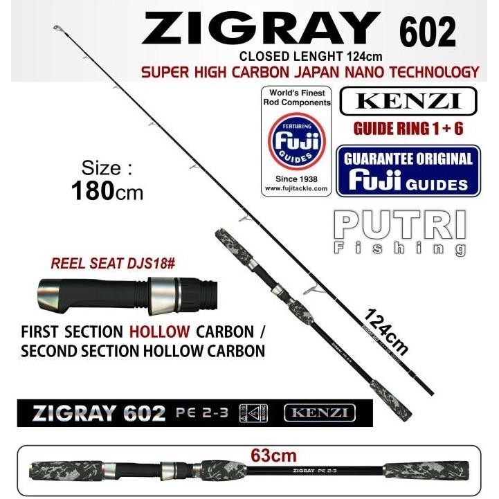 Promo JORAN KENZI ZIGRAY 602 JIGGING SPINNING PE 2-3 Fuji Guides HOLLOW CARBON COD
