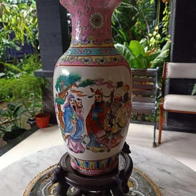 Guci Vas Keramik China Antik + Kaki 40-50Cm Kualitas Terbaik Harga Termurah