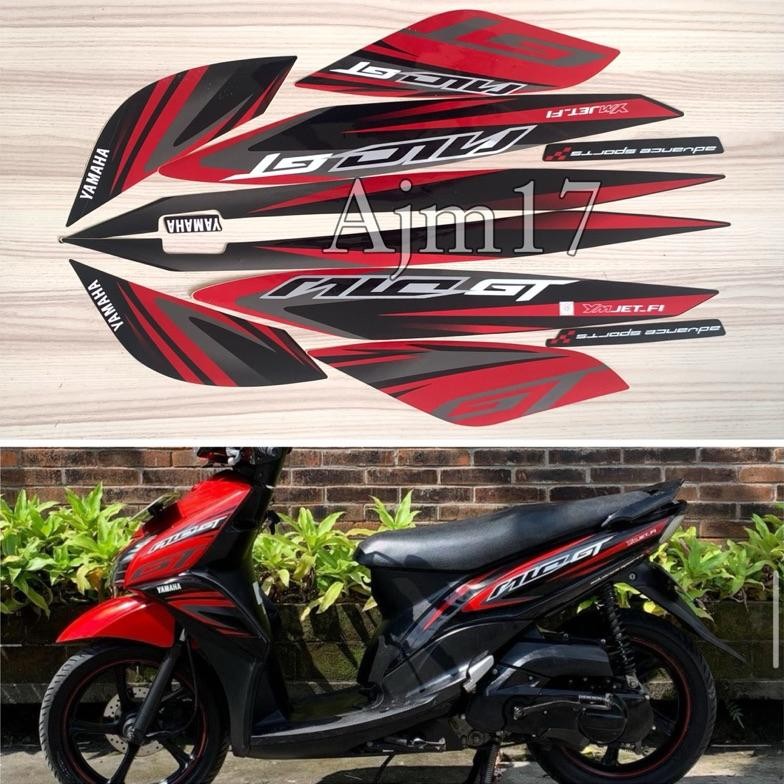 STIKER STRIPING MOTOR MIO GT 2014 MERAH HITAM