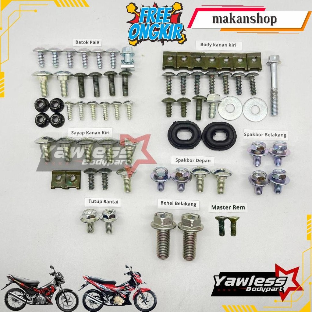 Baut Body Satria Fu Full Set / Baut Satria Fu Full Body Termurah Banget