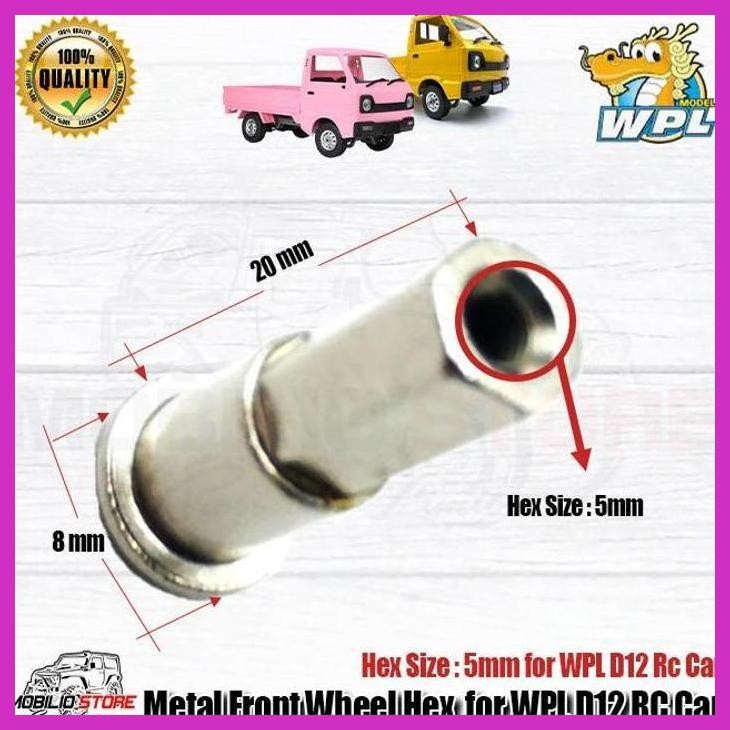 READY UPGRADE PART METAL FRONT WHEEL HEX 5MM FOR WPL D12 FRONT AXLES WPL D12 MAINAN REMOTE CONTROL  