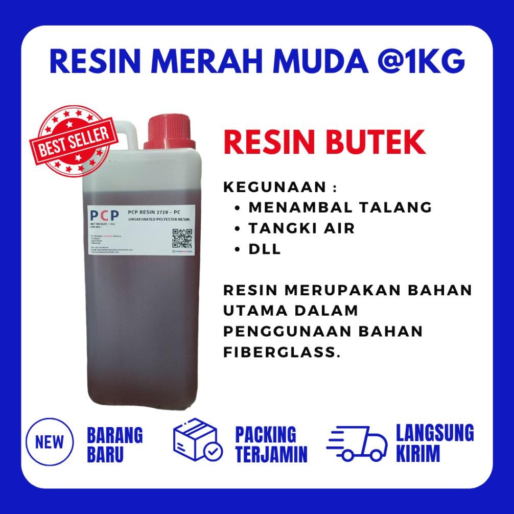 Miliki resin fiber kapal 1 KG - resin fiberglass merah butek  - lem fiber pink KAPAL FIBER KEMASAN 1