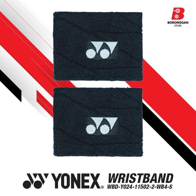 Wristband YONEX WBD-Y024-11502-2-WB4-S isi 2 | Black | Sweatband Hand Band Gelang Olah Raga Tebal Bu