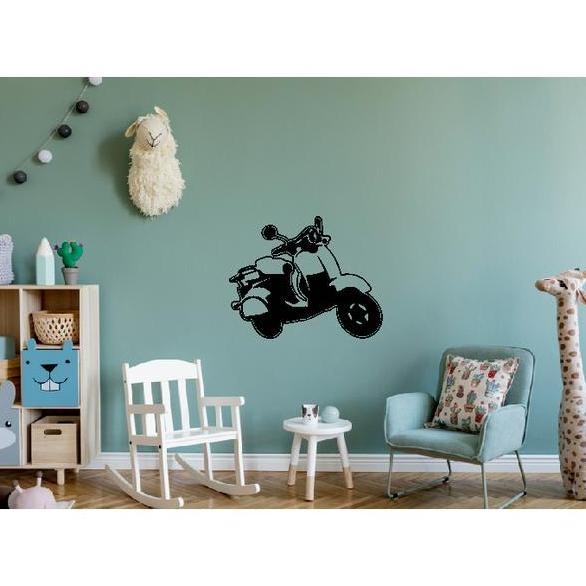 Wallstiker Motor Vespa Tua Vintage Hiasan Stiker Dinding Kamar Decor